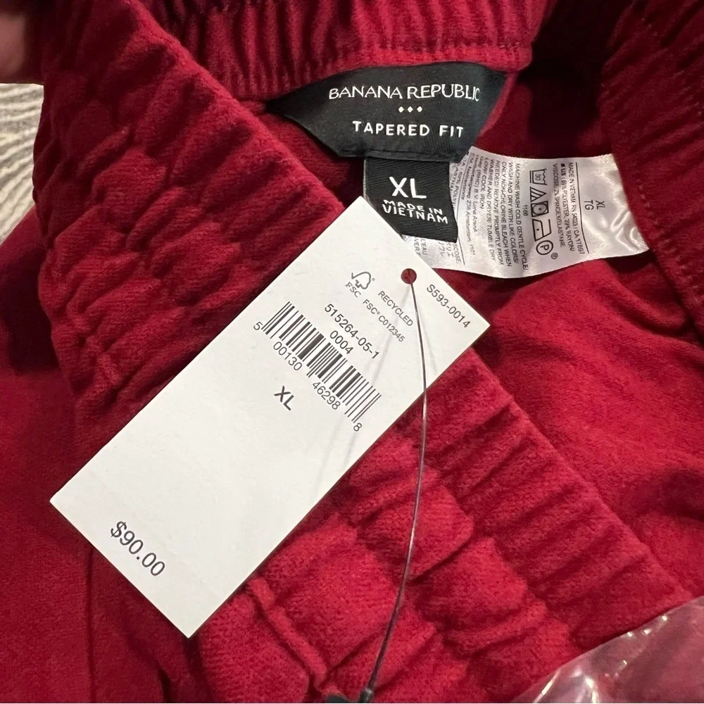Banana Republic Red Chakra Easy Taper Flannel Pant Size XL It#L23